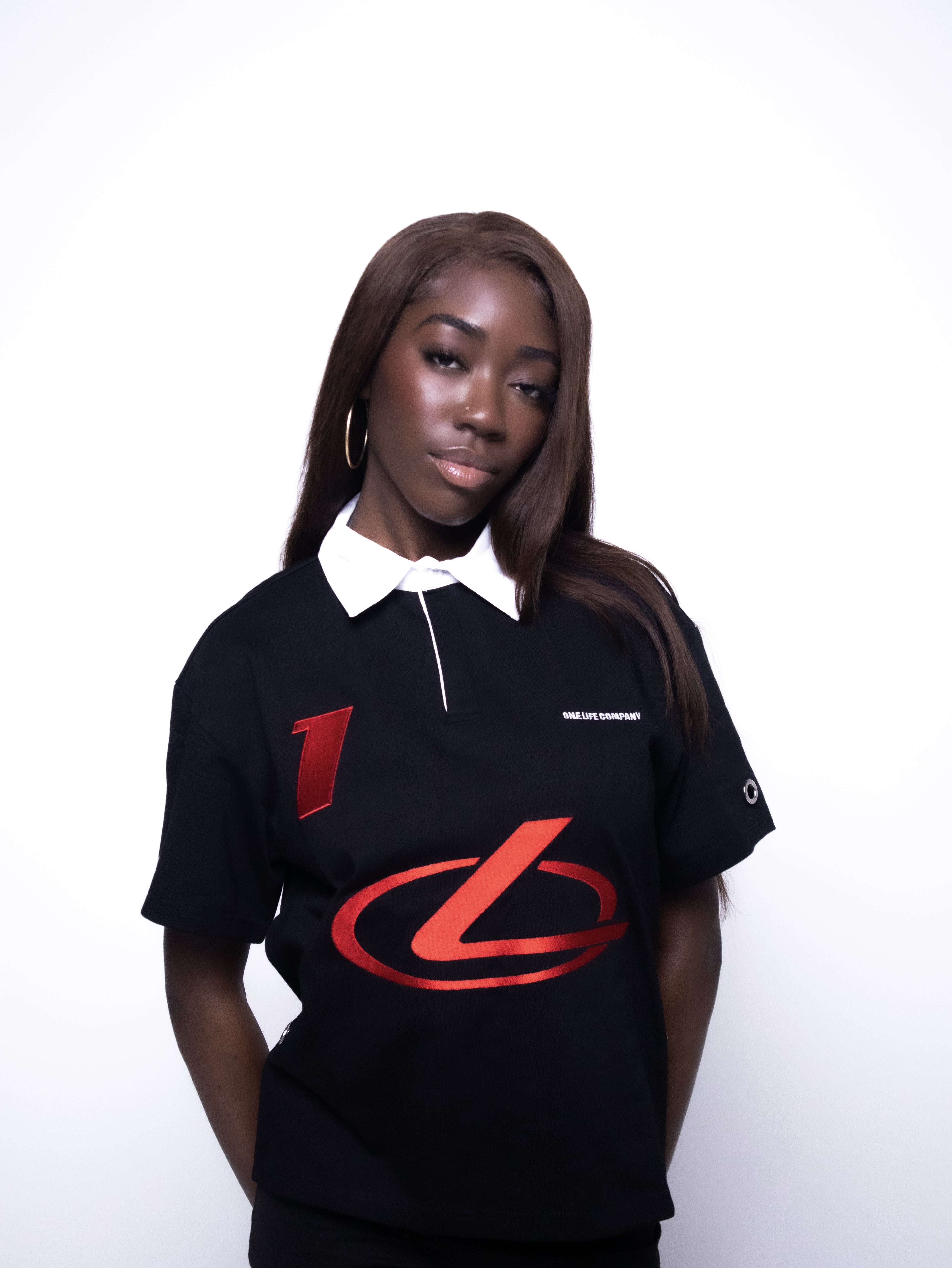 Black And Red One Life Company Polo